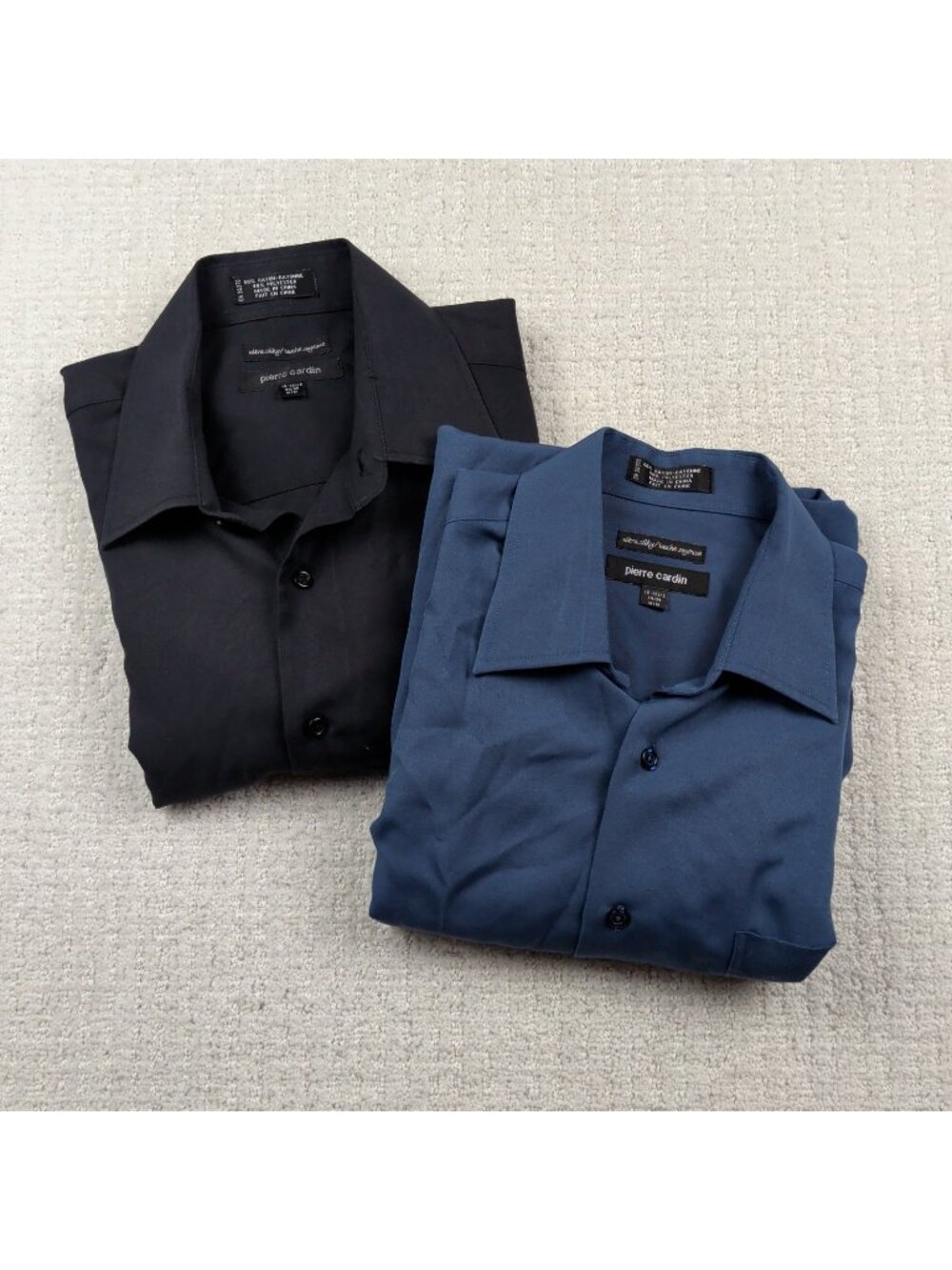Lot x2 Vintage Pierre Cardin Soft Ultra Silky Button-Up Dress Shirt Men Sz M